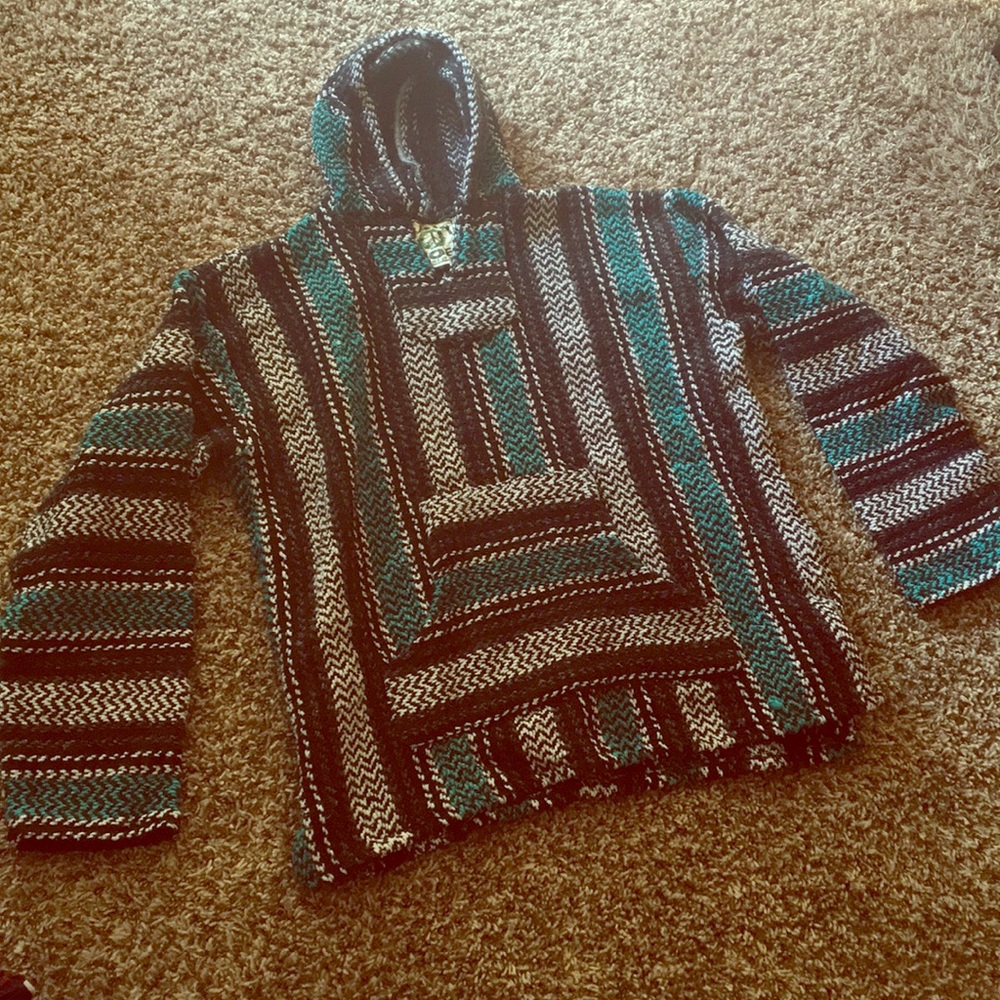 Beach hoodie, teal, woven, men’s medium